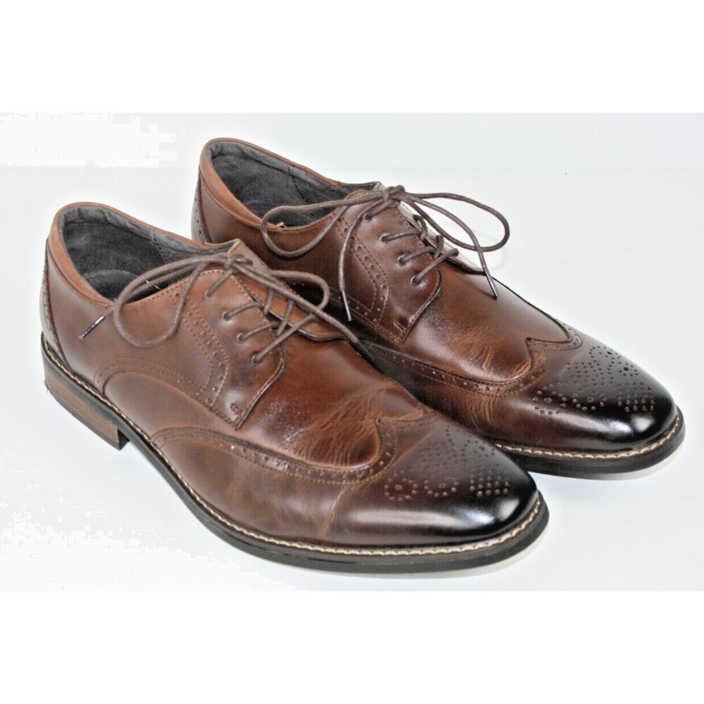 Joseph Abboud Wingtip Oxford Brouge Chestnut Leather Men's Dress Shoes sz 12D